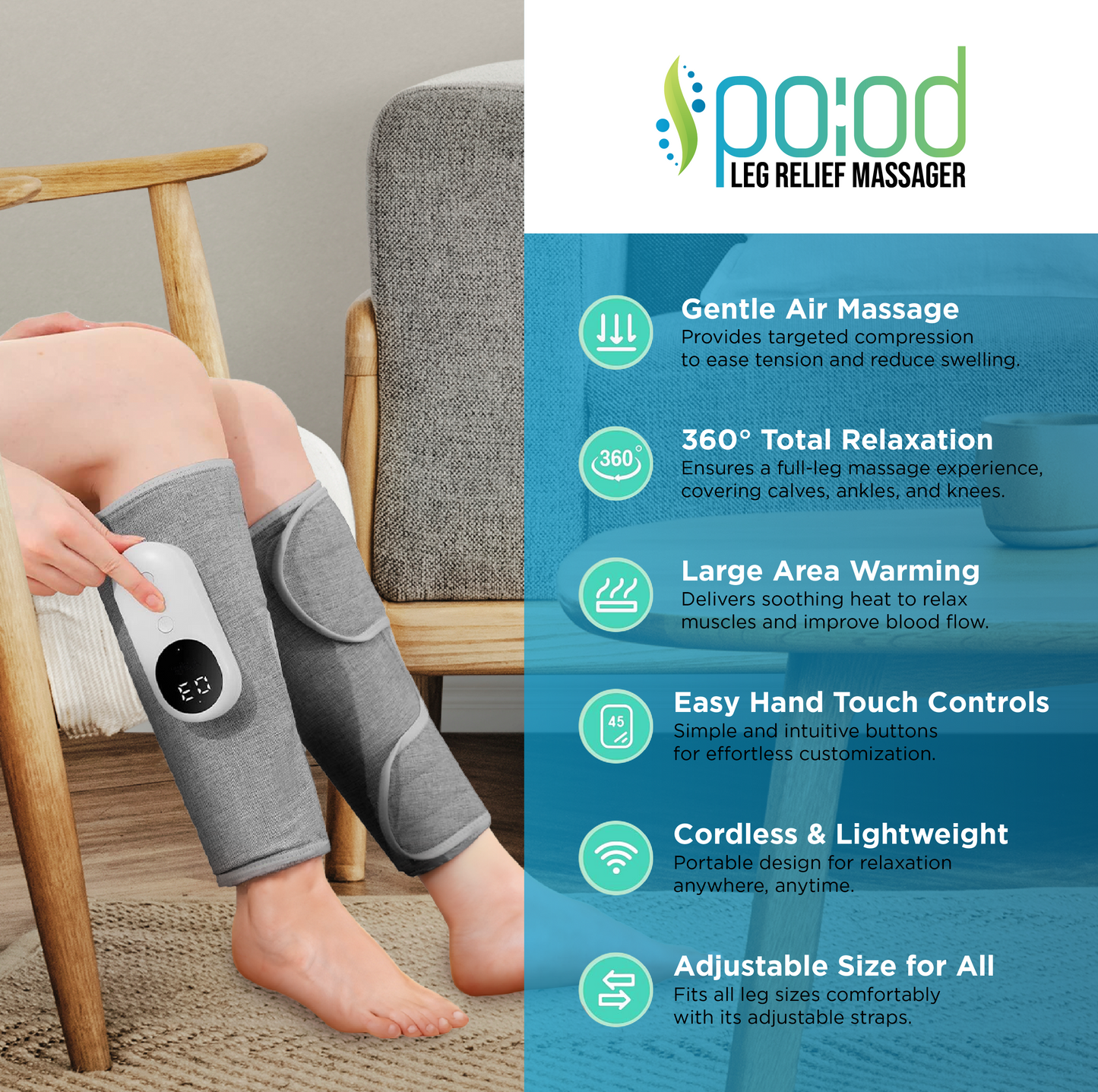 Poiod Leg Relief Massager | Pain-Free Legs in 15 Minutes